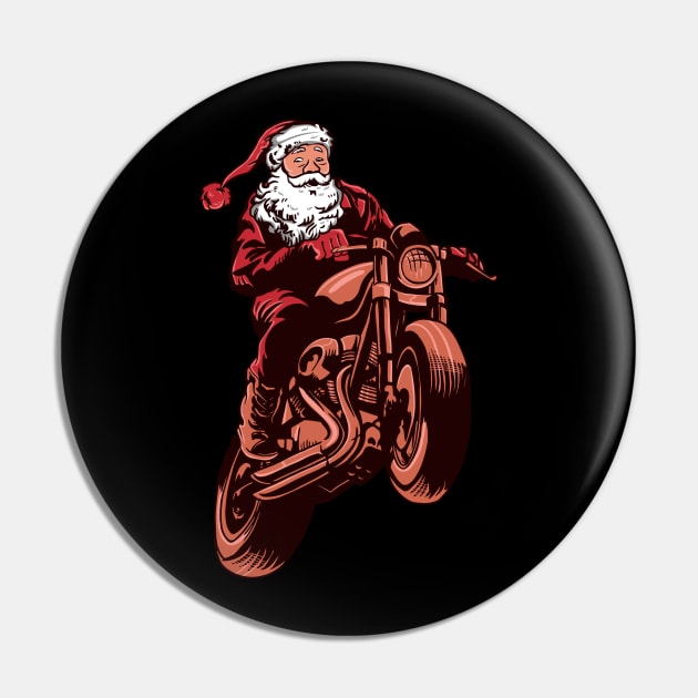 santa riding cafe racer Pin by piggybankstudio