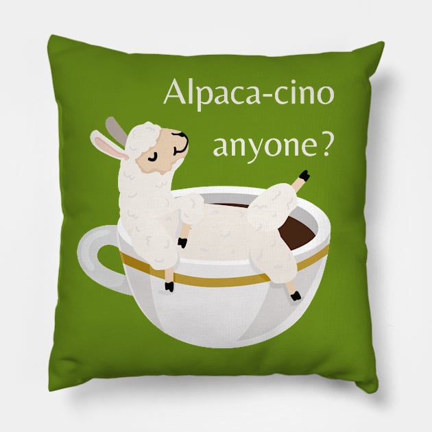 Lispe Alpaca -cino Anyone? Coffee Lover Dad Joke Pillow by Lispe