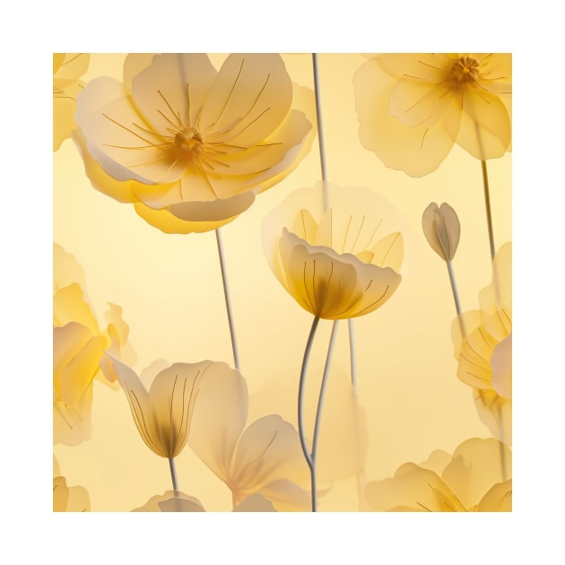 Ethereal pattern of beautiful yellow flowers by UmagineArts