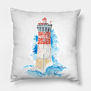 Blue wave on the Pierres Noires lighthouse Pillow