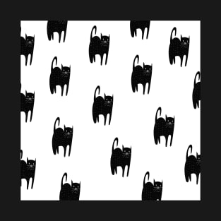 Black cat pattern T-Shirt