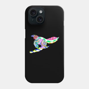 the fossil bird dinosaur ecopop in rainbow mandala pattern Phone Case