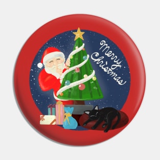 Santa and cat Pin