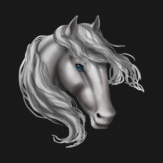 Horse Head - White with Blue Eyes by FalconArt