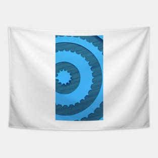 Wooden Blue Cogs Tapestry