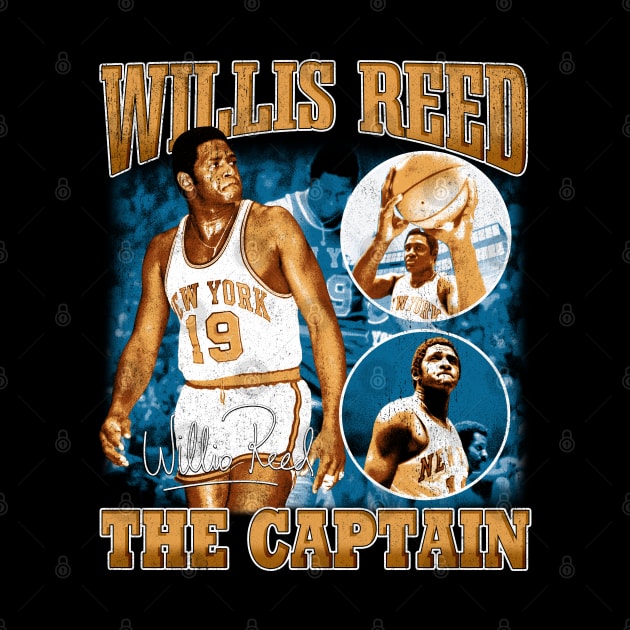 Willis Reed The Captain Basketball Legend Signature Vintage Retro 80s 90s Bootleg Rap Style by CarDE