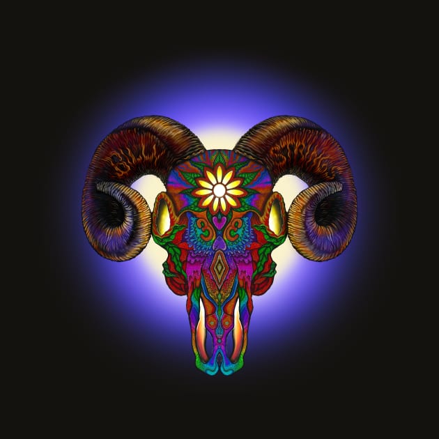 Goat Skull Moon by Dowling Art & Design