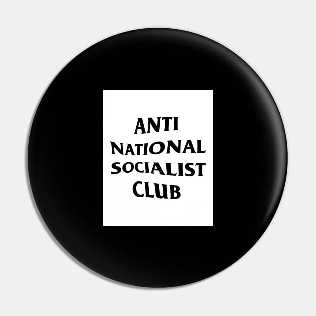 Anti Nazi Club Rectangle (White) Pin by Graograman