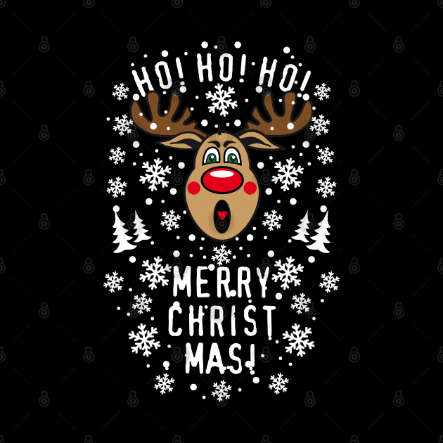 75 Reindeer Deer Rudolph Ho Ho Ho Merry Christmas scream by Margarita7