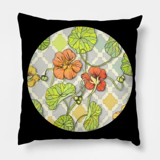 Climbing Nasturtiums in Lemon, Lime and Tangerine Pillow