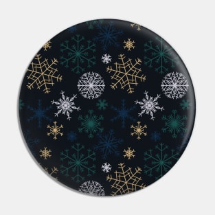 Falling Snowflakes - Art Deco - Minimalist Colorful Holidays Pin