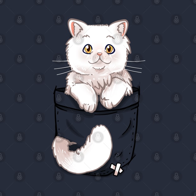 Pocket Cute White Cat Cat by TechraPockets