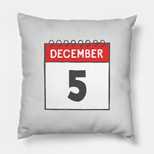December 5th Daily Calendar Page Illustration Pillow