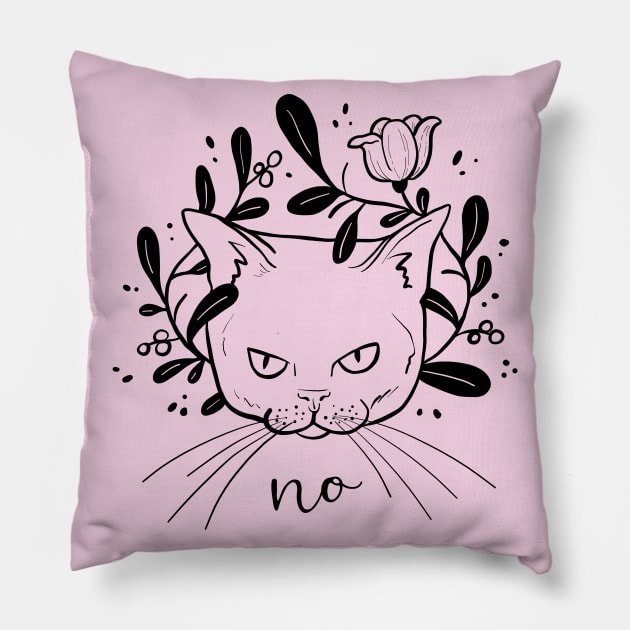 Grumpy Kitty Pillow by Ellen Wilberg