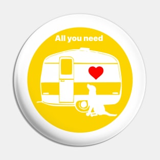 ALL YOU NEED HEART DOG CARAVAN YELLOW Pin