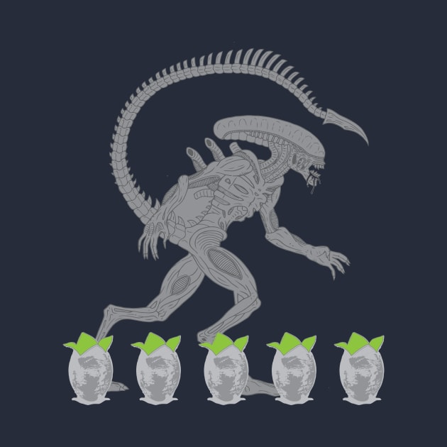 Alien Easter Eggs Hunter by Bear Tees