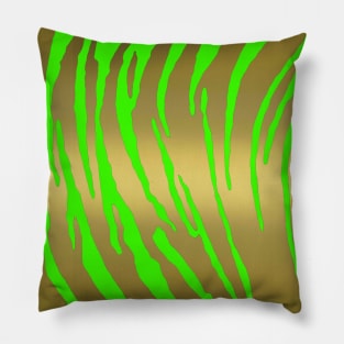 Gold Tiger Stripes Green Pillow