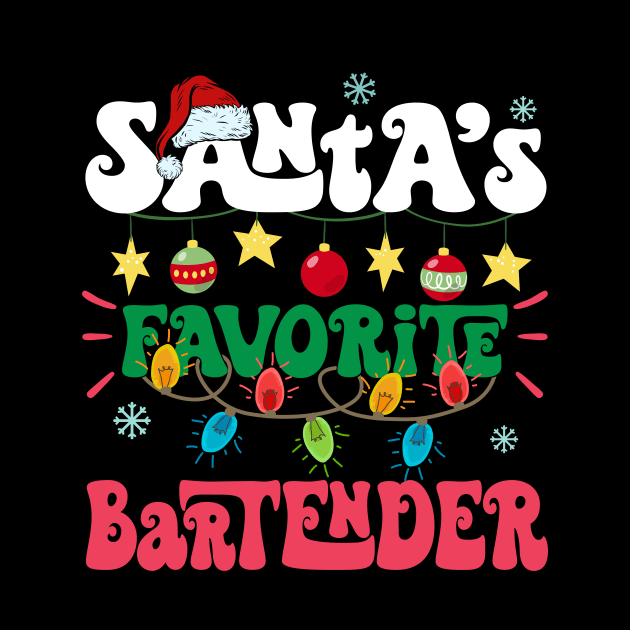 Santa's Favorite Bartender Santa Hat Xmas Lights Christmas by nangtil20