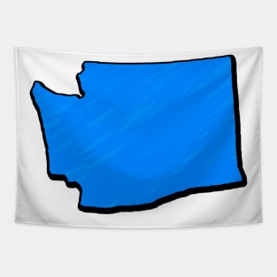 Bright Blue Washington Outline Tapestry