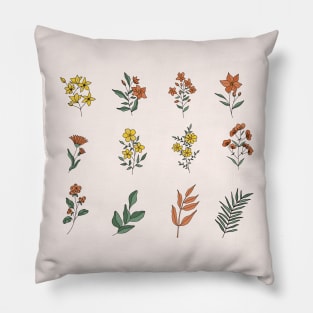 Boho aesthetic minimalism wild flowers Pillow