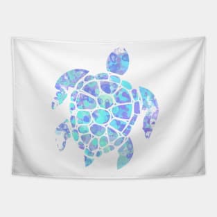 Sea Turtle Design in Turquoise, Mint and Purple Paint Drops Pattern Tapestry