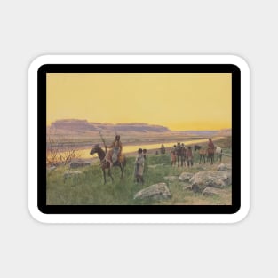 Indians Returning From The Hunt - Vintage Western American Art Magnet