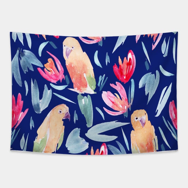 Painted Parrots Tapestry by LThomasDesigns