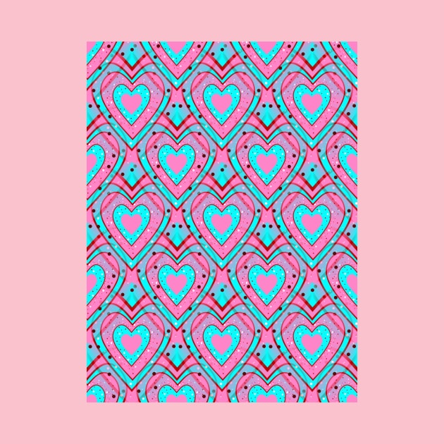 BLUE Pink Happy Valentines Day Hearts by SartorisArt1
