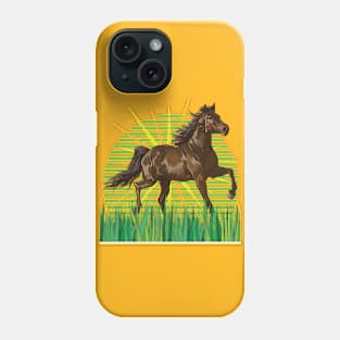 Pferd auf der weide mit Sonnenstrahlen Phone Case