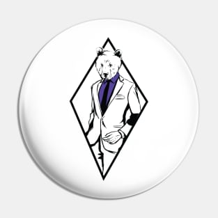 Bear in a Formal Suit Pin