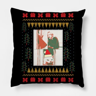 Table Cat Santa Hat Ugly Christmas Sweater Pillow