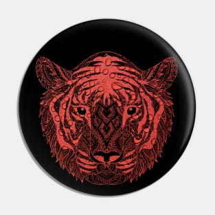 Abstract Red Water Tiger Head Pin