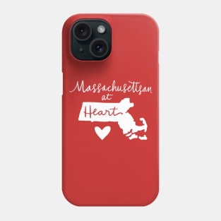 Massachusettsan At Heart: Massachusetts State Pride Calligraphy Home State Silhouette Art Phone Case