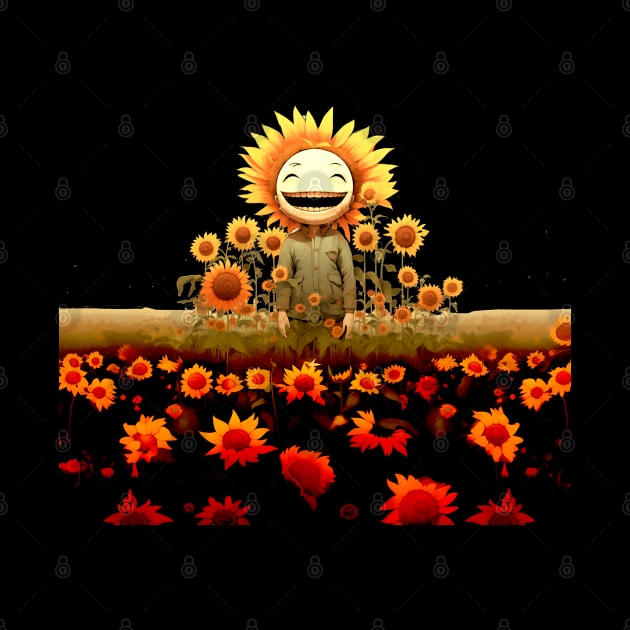 Sunflower Smiles: Be Happy Today on a dark (Knocked Out) background by Puff Sumo