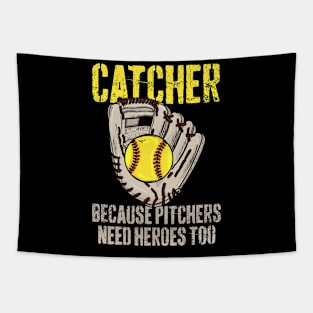 Catcher Softball Player Vintage Tapestry