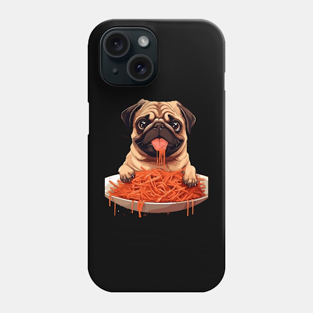 Pug Eating Pasta Phone Case by VisionDesigner