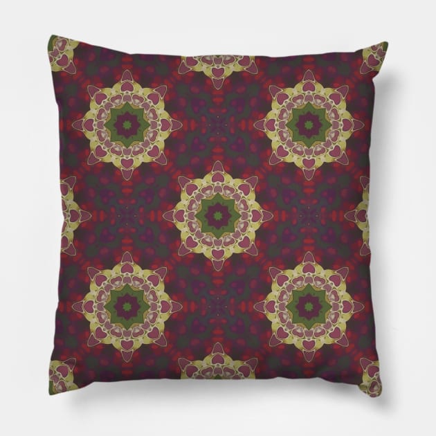 Green Stars Surrounded by Maroon Circles Pattern - WelshDesignsTP003 Pillow by WelshDesigns