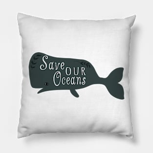 Save Our Oceans Cute Whale Illustration Pillow