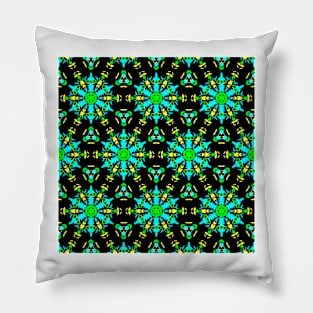 Aqua Lime and Yellow Pattern Pillow