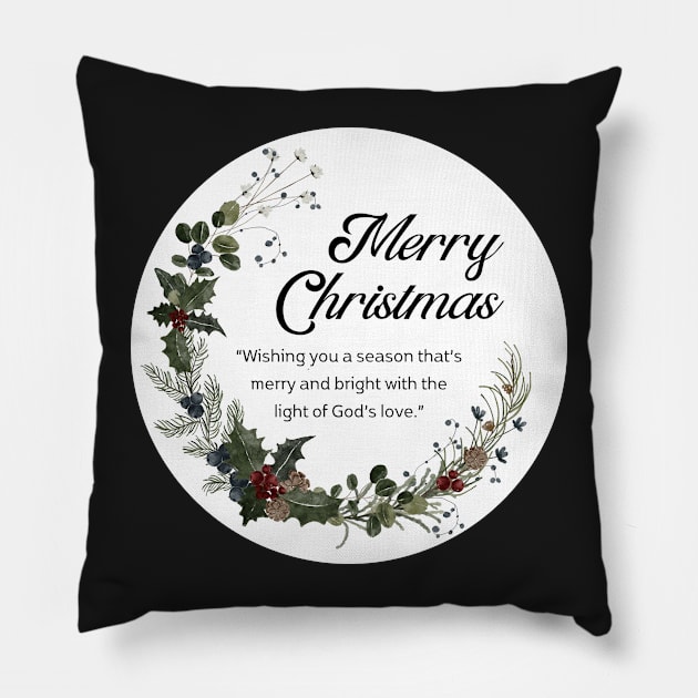 Merry Christmas Round Sticker 23 Pillow by LD-LailaDesign