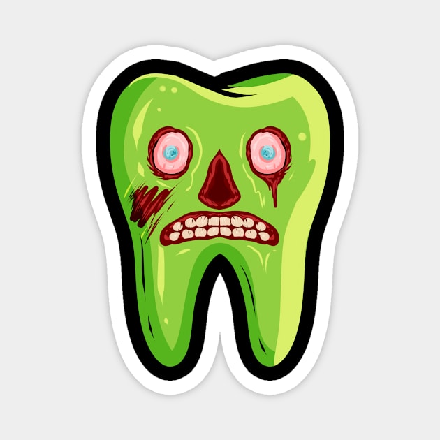 Zombie Tooth For Dentist On Halloween Magnet by SinBle