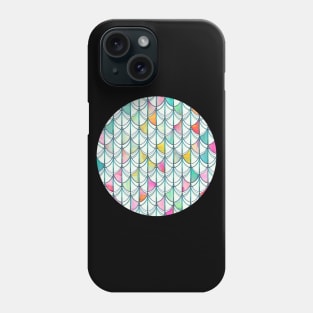 Pencil & Paint Fish Scale Cutout Pattern - white, teal, yellow & pink Phone Case