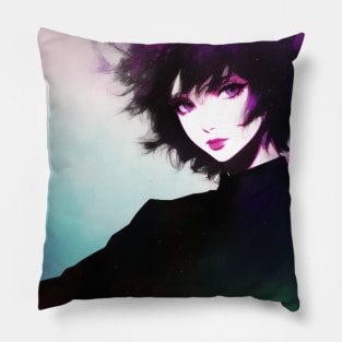 Watercolor Woman in Black Pillow