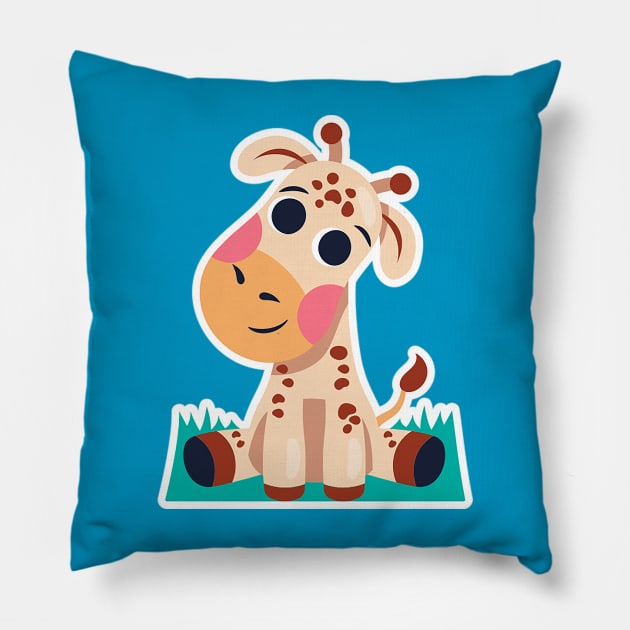 Glorious Giggling Giraffe Pillow by KarmicKal