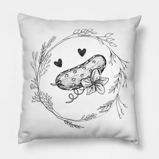 Cute Pickle Black And White Pillow