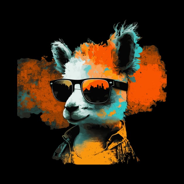 Summery DJ llama/alpaca with sunglasses in a cool style by MLArtifex
