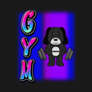 Dog lifting weights - GYM T-Shirt