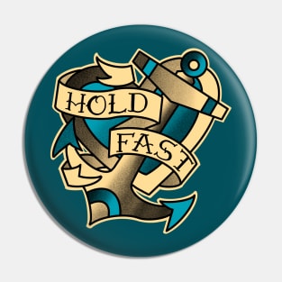 Hold fast, anchor and heart with banner, traditional tattoo style Pin