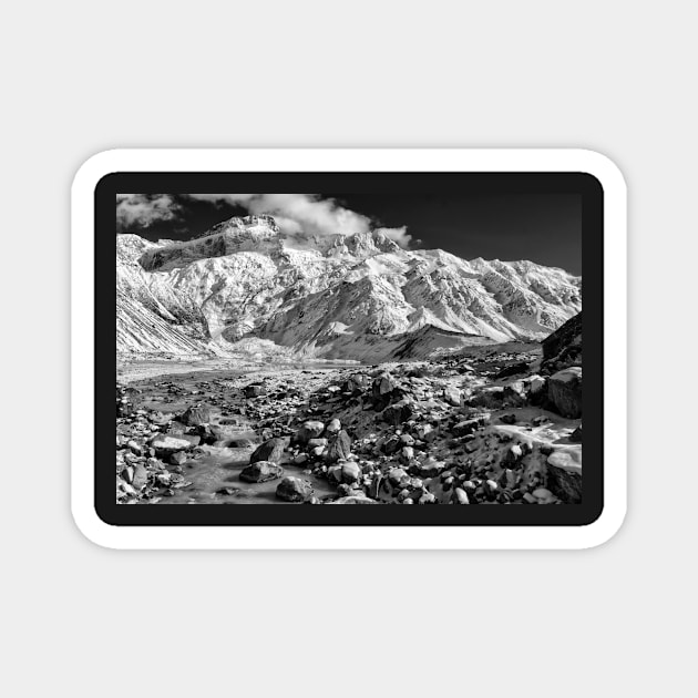 Mt Sefton above Mueller Lake B&W Magnet by charlesk