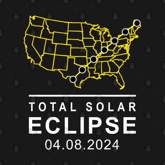 America Totality Total Solar Eclipse April 8 2024 USA Map by Emma Creation